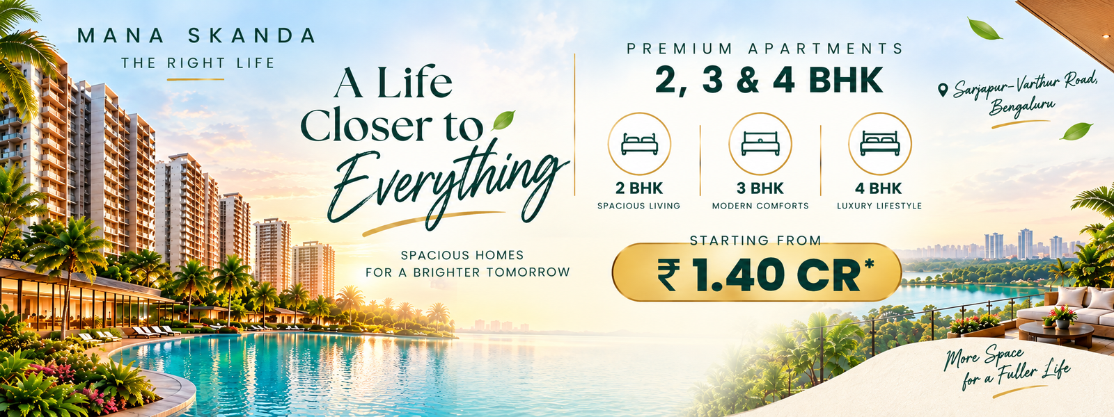 Mana Skanda – The Right Life The Right Life | Luxury 2–4 BHK Apartments Sarjapur Road Project View